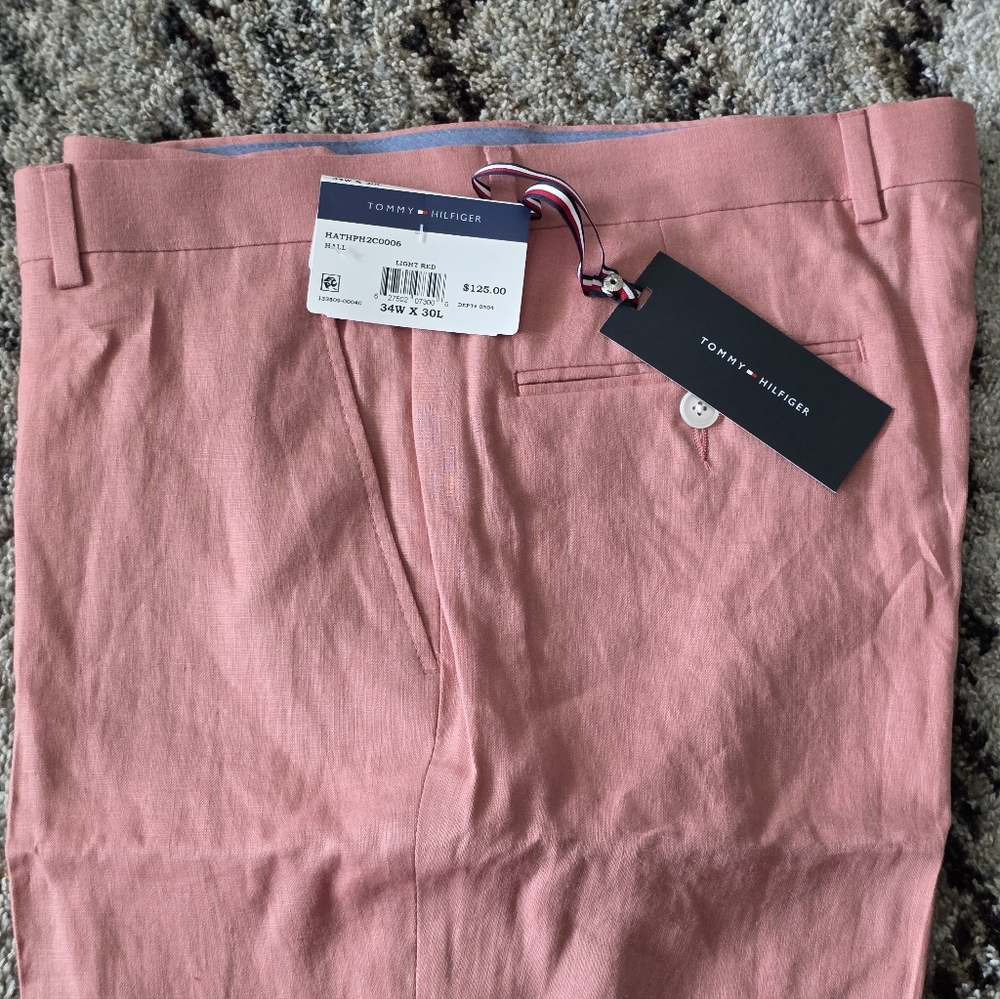 $125 Tommy Hilfiger Mens 100% Linen Dress Pants Sz 34x30 Modern Fit NWT - Picture 5 of 8